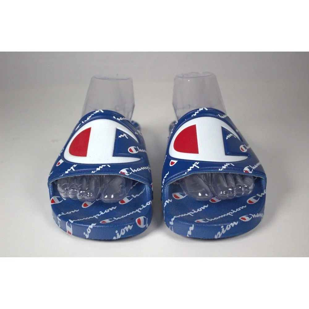 Champion IPO Repeat Mens US 8 M Slide Sandals Royal Blue White Slip On Casual